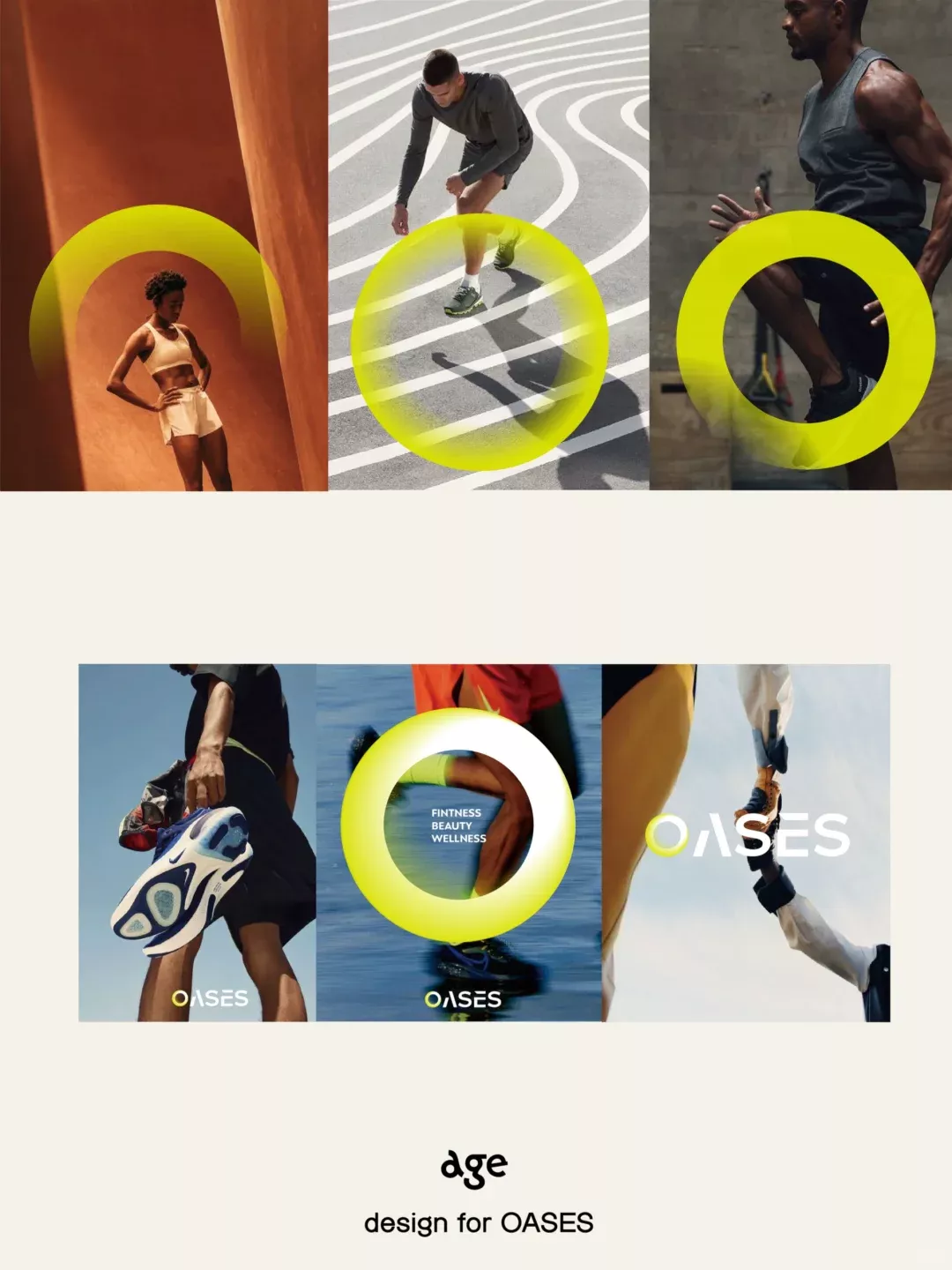 This visual presentation utilizes high-contrast photography to capture dynamic athletic movement and physical strength. The design successfully blends editorial imagery with clear, modern graphic elements to promote a lifestyle centered on wellness and fitness.