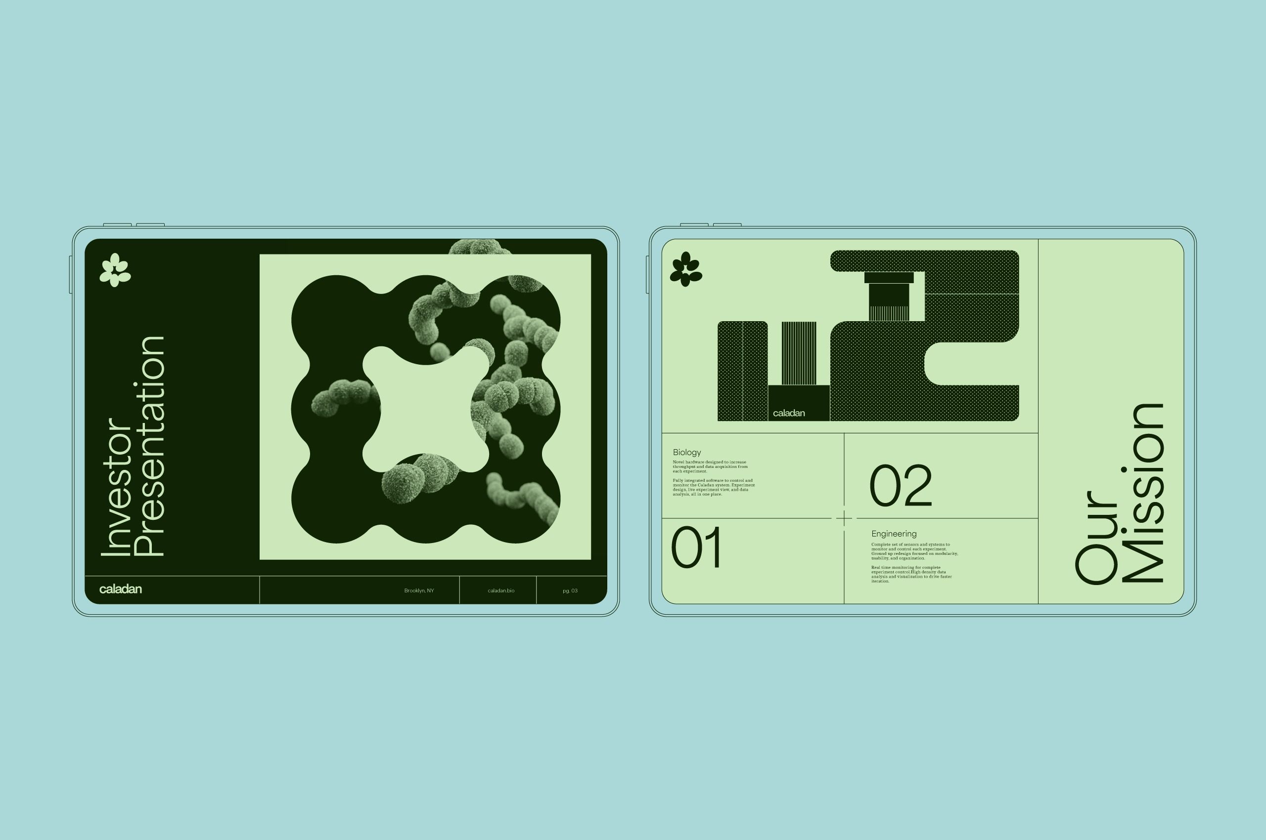 This design employs a clean, modern aesthetic defined by high contrast between dark and light elements. The visual language relies heavily on simple geometric forms and ample negative space to create a sense of professionalism and organization. The overall feel is corporate, structured, and highly polished.