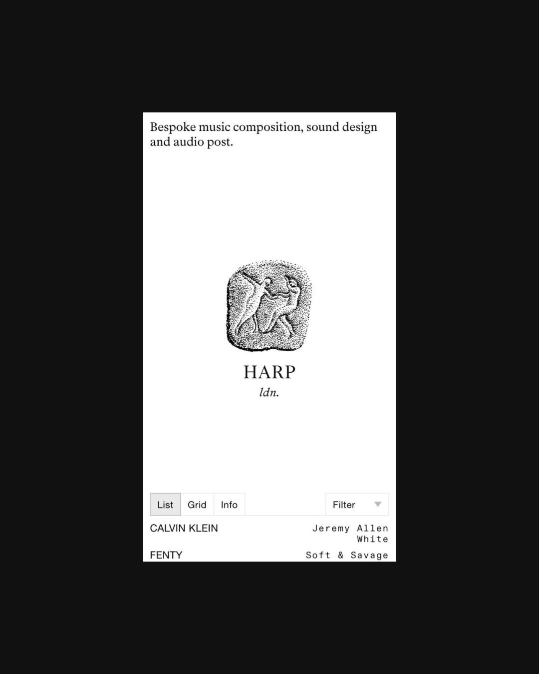 The design is minimalist and academic, featuring stark black-and-white typography against a white background. It conveys a sense of curated, perhaps archival or scholarly presentation due to the simple layout and formal text.