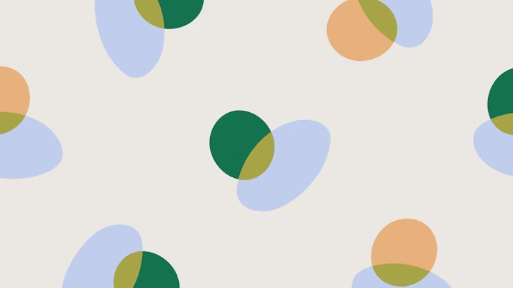 This is a modern, abstract pattern characterized by overlapping, soft-edged circles in muted, earthy tones. The design employs a minimalist approach with a gentle, organic feel suitable for contemporary branding or textile design.