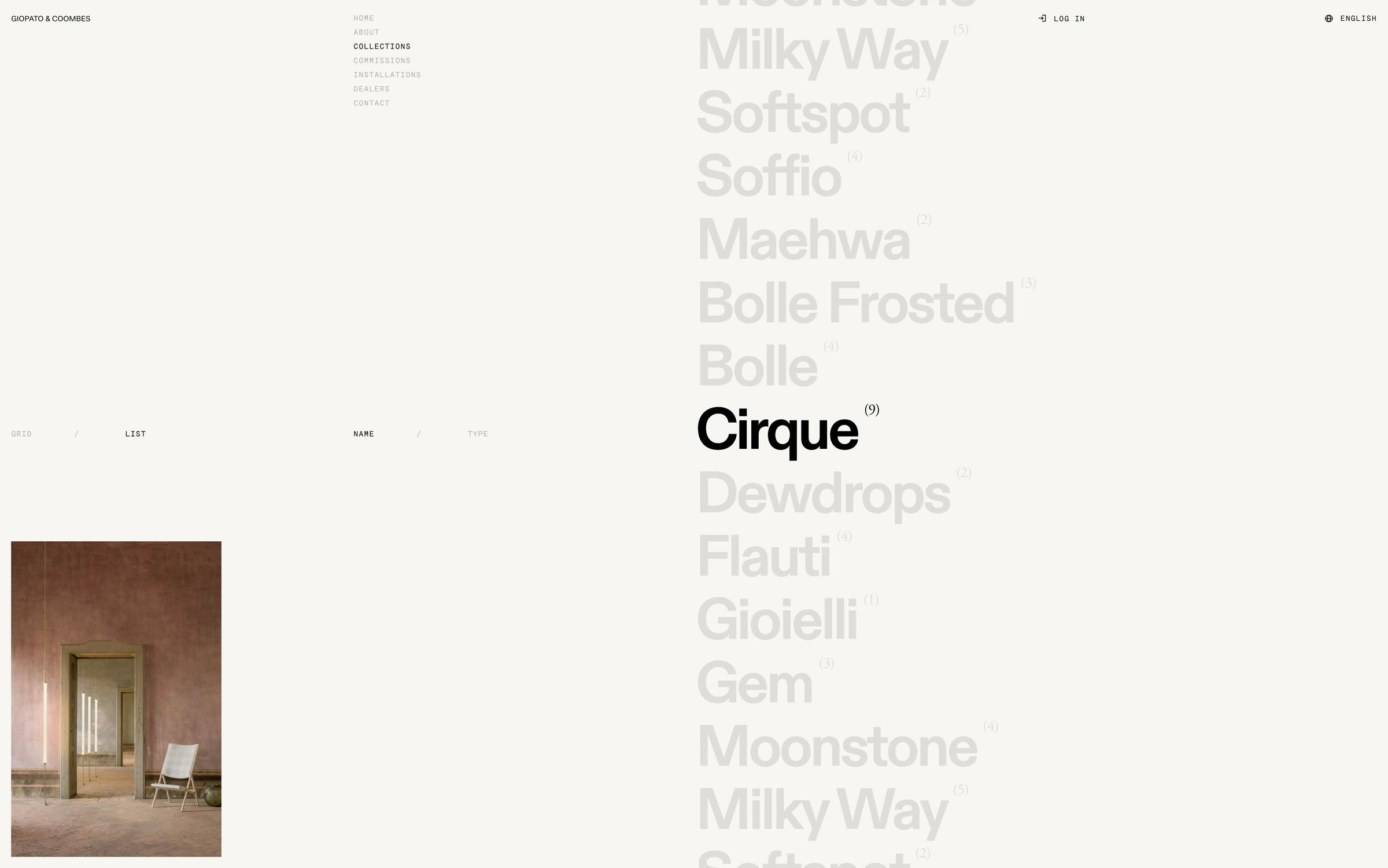 This design employs a stark, minimalist visual language characterized by ample whitespace and precise vertical hierarchy. The layout emphasizes textual information and structure, creating a clean, academic, and highly refined presentation typical of an editorial portfolio or catalog.