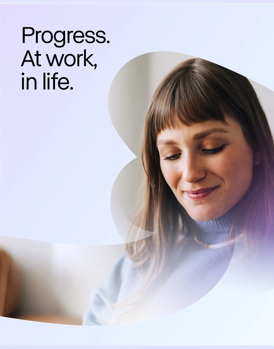 This design utilizes a soft, airy aesthetic combined with professional photography to convey a message of balanced success and personal growth. The visual language is clean, minimalist, and employs organic shapes to create a gentle, approachable mood.