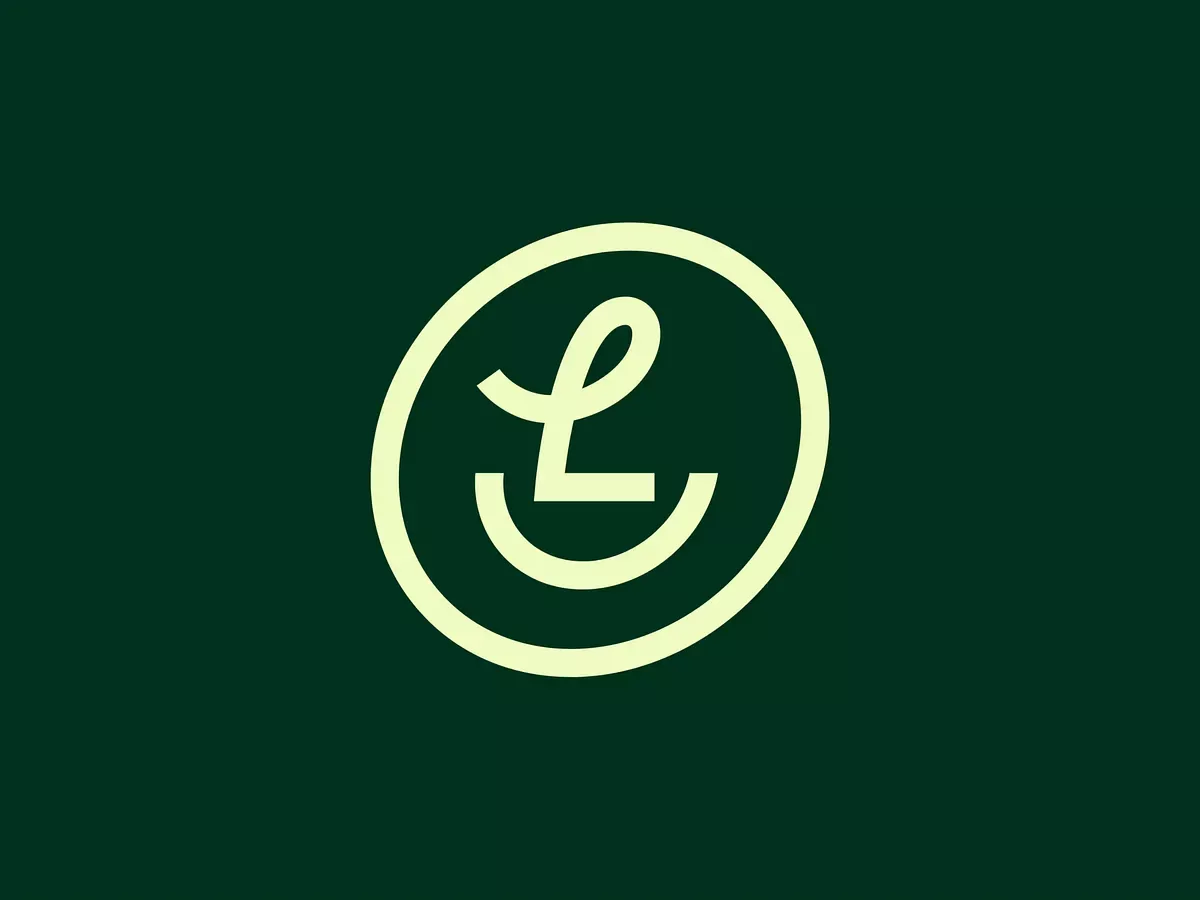 This design features a highly minimalist and clean graphic, using simple line art to create a recognizable letterform within a circular boundary. The visual language relies heavily on negative space and high contrast between the deep background and the light icon to achieve a sophisticated, modern aesthetic.