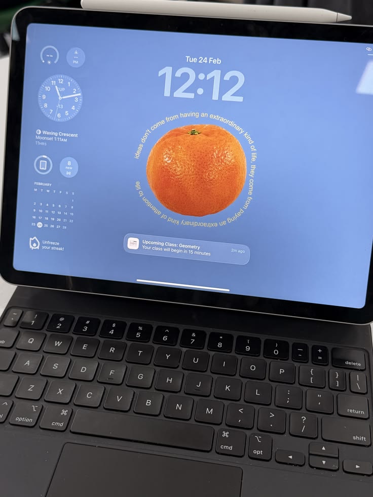 The image displays a clean, modern digital interface, likely from an educational or scheduling application. It utilizes a light blue background with high-contrast white and orange elements, conveying a professional yet approachable digital experience.