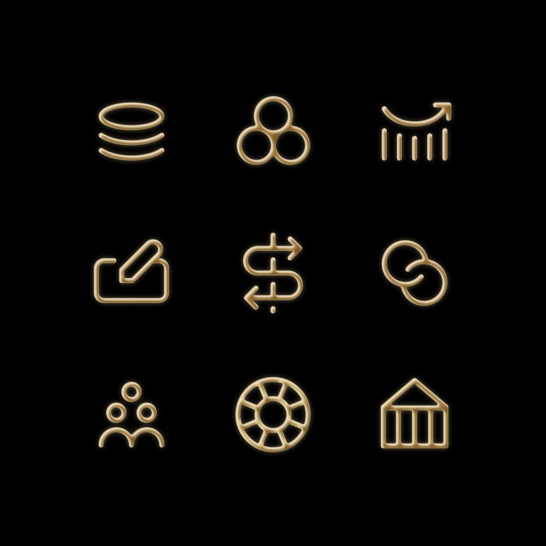 This collection features a highly refined set of minimalist line icons, emphasizing geometric precision and clean negative space. The visual language is sophisticated and modern, relying purely on thin strokes to convey clear symbolic meaning.