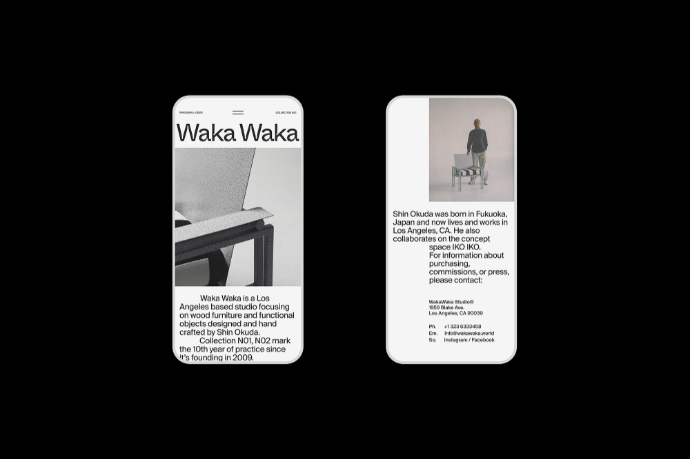 The image presents a clean, minimalist mobile application screen design characterized by ample white space and high-contrast typography. The visual language is sophisticated and understated, focusing on clear information hierarchy and a premium, gallery-like presentation.