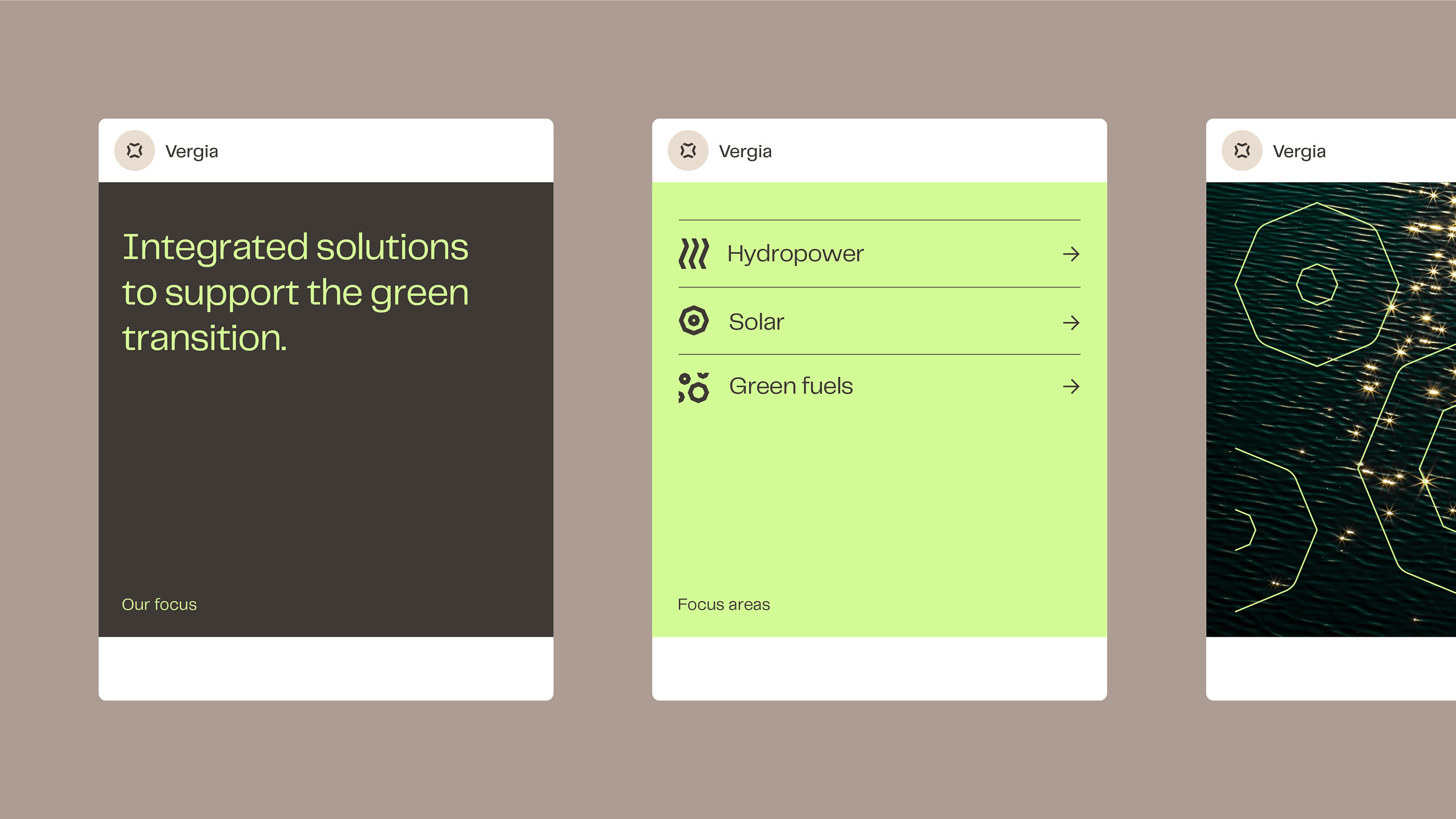 This design utilizes a clean, modern aesthetic with a muted corporate color palette, effectively conveying technical expertise and environmental focus. The layout is structured and utilizes generous negative space to ensure high readability and clear information hierarchy across the three sections.