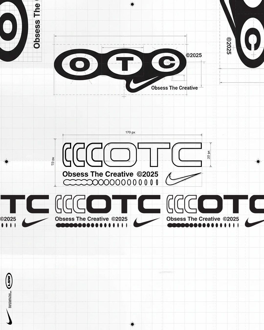 The image presents a clean, technical, and minimalist design focused on typographic exploration and logo construction. It utilizes precise geometric elements and negative space to create a modern, high-concept aesthetic suitable for branding or technical documentation.