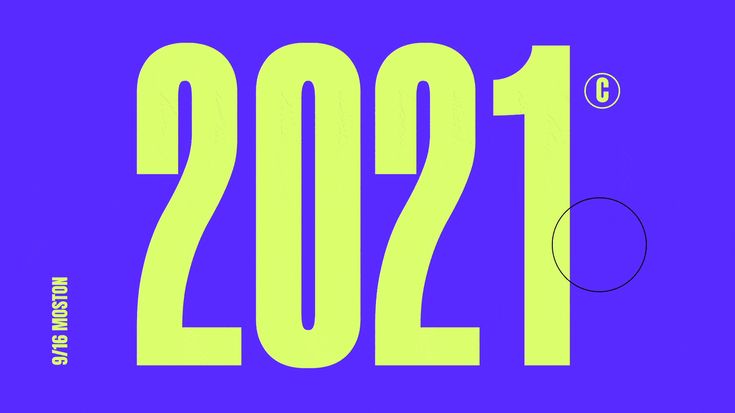 This is a bold, minimalist design dominated by a vibrant lime green against a deep purple background. The typography is large and clean, creating a strong, modern, and impactful visual statement suitable for branding or yearly commemoration.