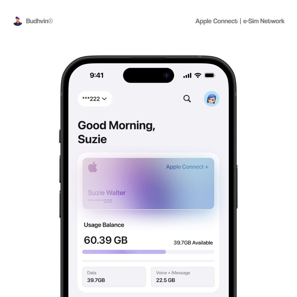 This interface demonstrates a modern, clean mobile user experience focused on clarity and functionality. It employs subtle gradients and high contrast to organize complex usage data in an easily digestible, vertically segmented manner.