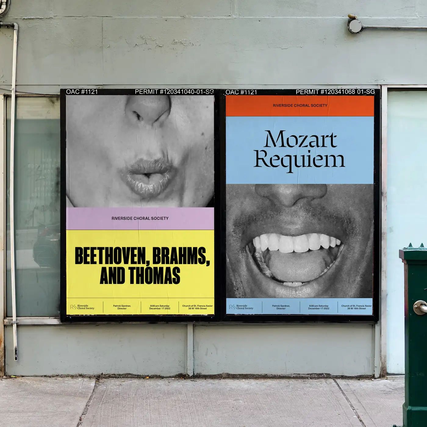 The design employs a dramatic and classical visual language, utilizing stark black and white imagery to create an atmosphere of serious artistic performance. The layout is clean and vertical, relying on strong contrast between the moody photographic elements and crisp, modern typography to emphasize historical musical grandeur.