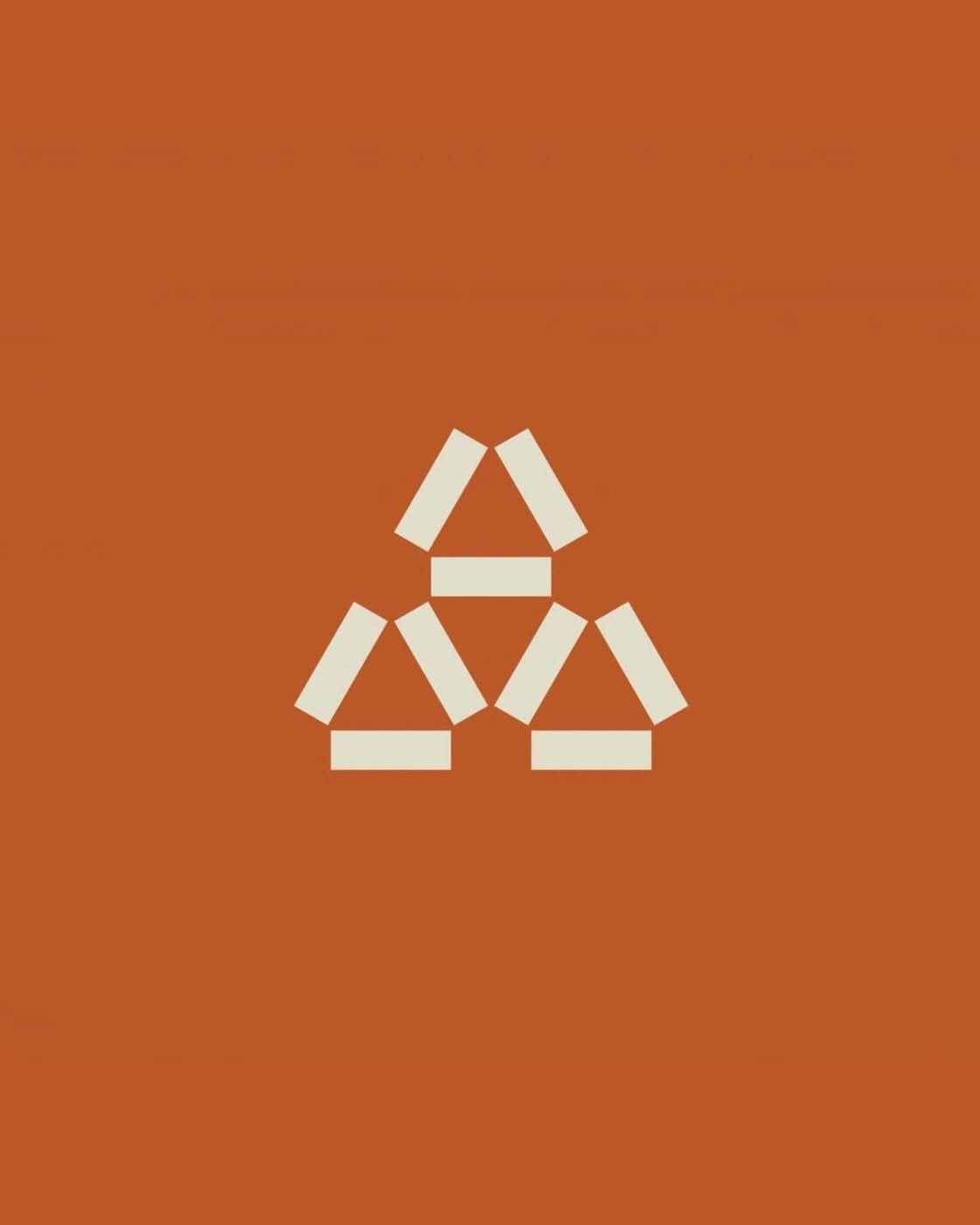 The image features a minimalist, geometric logo composed of three interconnected triangles forming an upward-pointing apex. The design utilizes negative space effectively against a warm, earthy background to convey stability and simplicity.