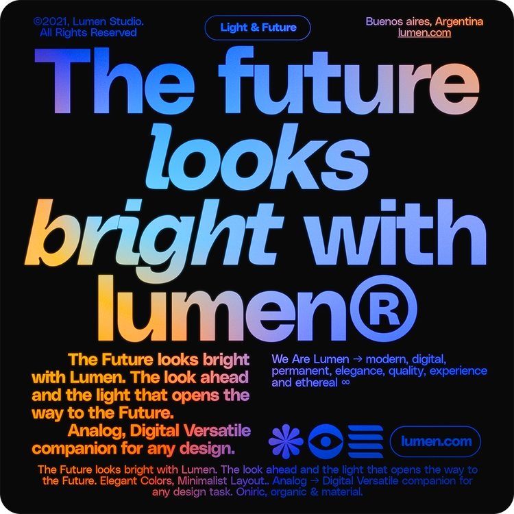 This is a clean, modern promotional graphic for Lumen, utilizing a vibrant and luminous color palette to convey innovation and clarity. The design relies on strong typography and negative space to create a bold, forward-looking statement.