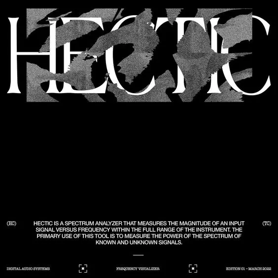 The design is stark, high-contrast, and heavily textured, utilizing a distressed or grunge aesthetic to convey a sense of raw technicality. The visual language is dominated by monochrome elements, suggesting a focus on scientific measurement or heavy industrial themes.