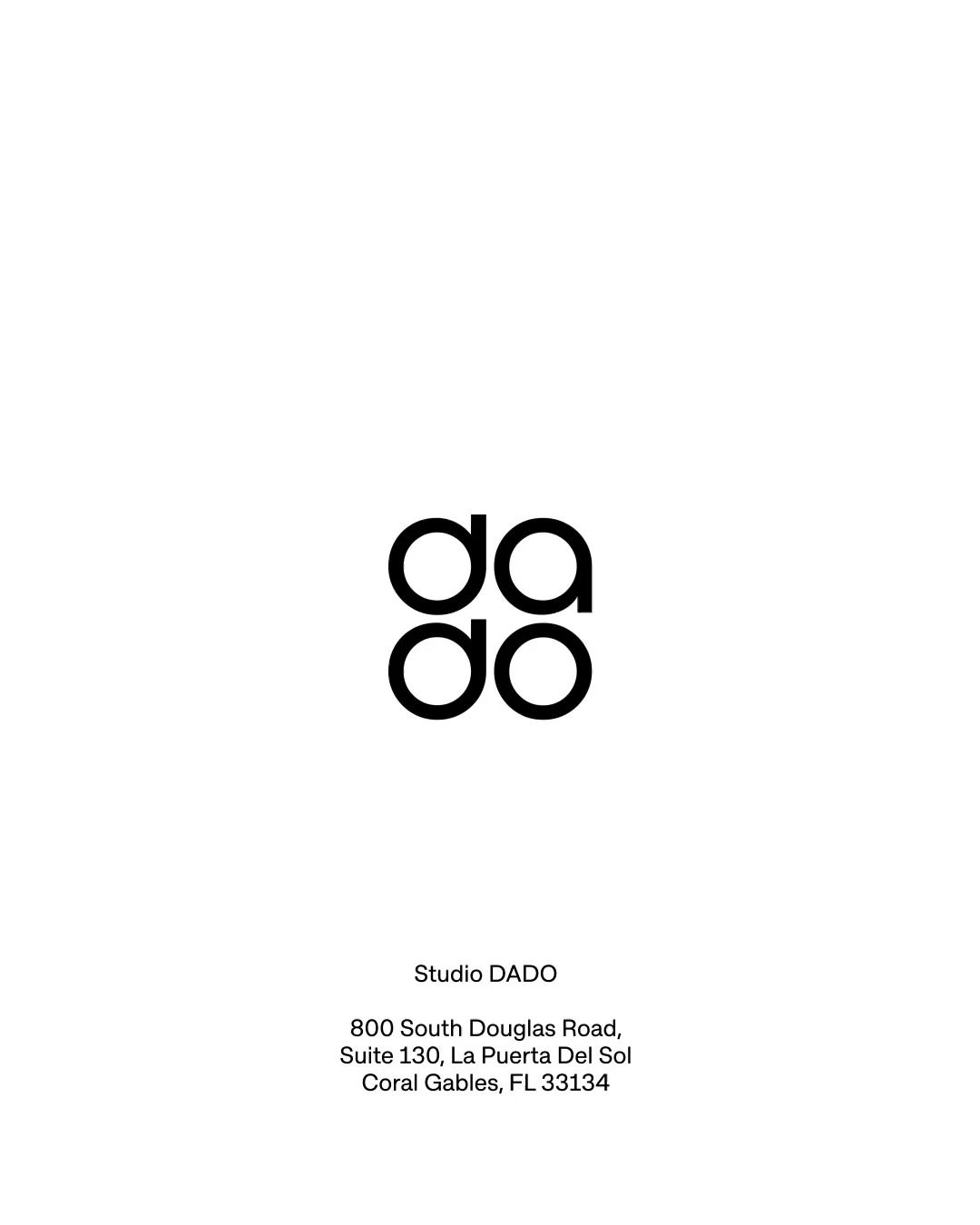 A minimalist logo design featuring a geometric monogram composed of four interlocking circular forms arranged in a 2x2 grid. The design employs clean lines and negative space to create a modern, sophisticated mark that reads as both abstract and letterform-based. The accompanying text establishes this as a studio identity with a Miami location.