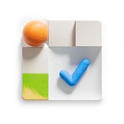 This image presents a clean, modern, and playful composition using simple geometric shapes to create a visual puzzle or modular design. The use of solid blocks and a bright, textured element suggests a focus on simplicity and tactile interaction.