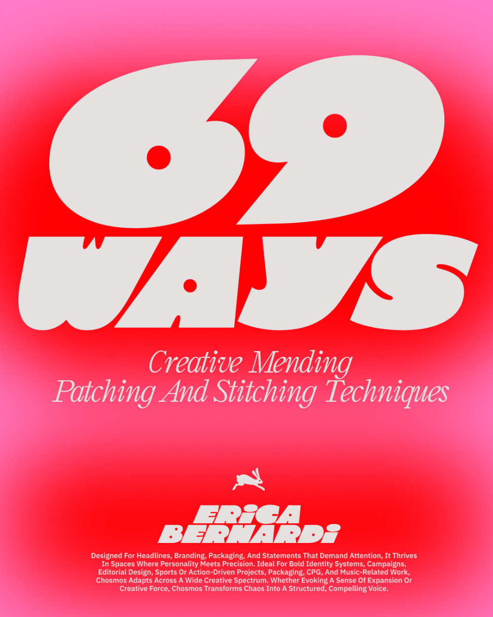 This design utilizes high-impact contrast between vibrant pink and red tones with stark white typography to create a striking and energetic visual. The composition is clean, focusing heavily on large, bold text to establish immediate brand recognition and thematic focus.