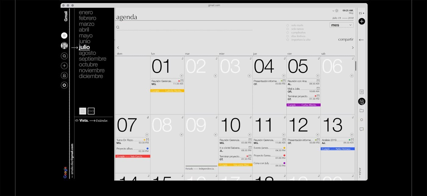 The image displays a clean, functional digital calendar interface characterized by a minimalist and professional design. It utilizes ample white space and a grid structure to organize dates, suggesting an emphasis on clarity and usability for scheduling or planning.