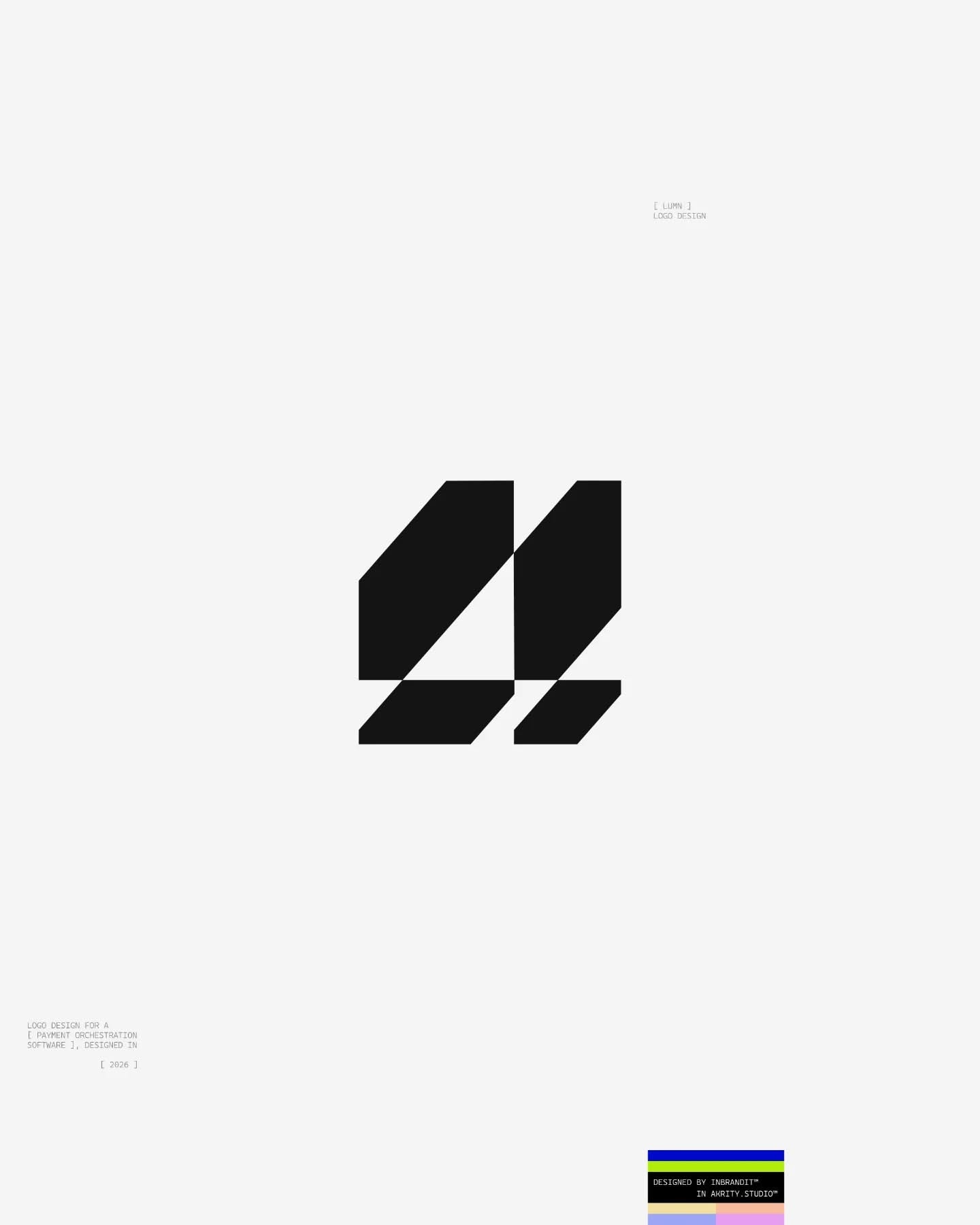 The image presents a minimalist, abstract logo design characterized by bold geometric shapes and negative space. The visual language is clean, modern, and relies on strong contrast to create a sophisticated and contemporary feel.