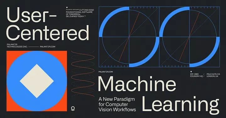 This design employs a sophisticated dark mode aesthetic, using strong geometric shapes and contrasting lines to represent complex concepts. The visual language is clean, technical, and emphasizes structure and data visualization through the interplay of blue grids and warm accent colors. The overall feel is modern, precise, and highly professional.