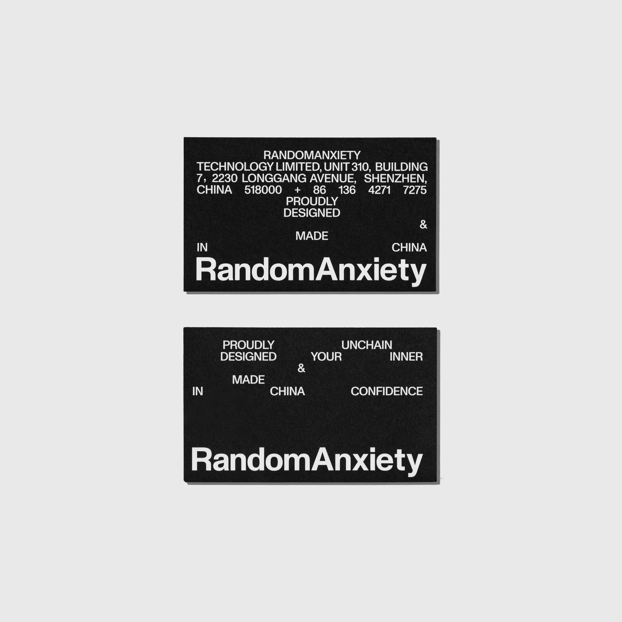 This design utilizes a stark, high-contrast aesthetic dominated by black and white to convey a sense of precision and seriousness. The visual language is minimalist and structured, employing clear typography and precise information layout to establish a strong corporate or brand identity. The overall feel is professional, confident, and highly organized.