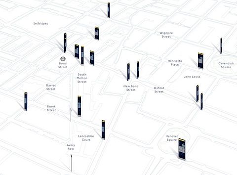 This design employs a highly minimalist and technical visual language, using precise line work and clean geometry to represent spatial relationships. The focus is entirely on clarity, functionality, and the accurate representation of infrastructure or location data.