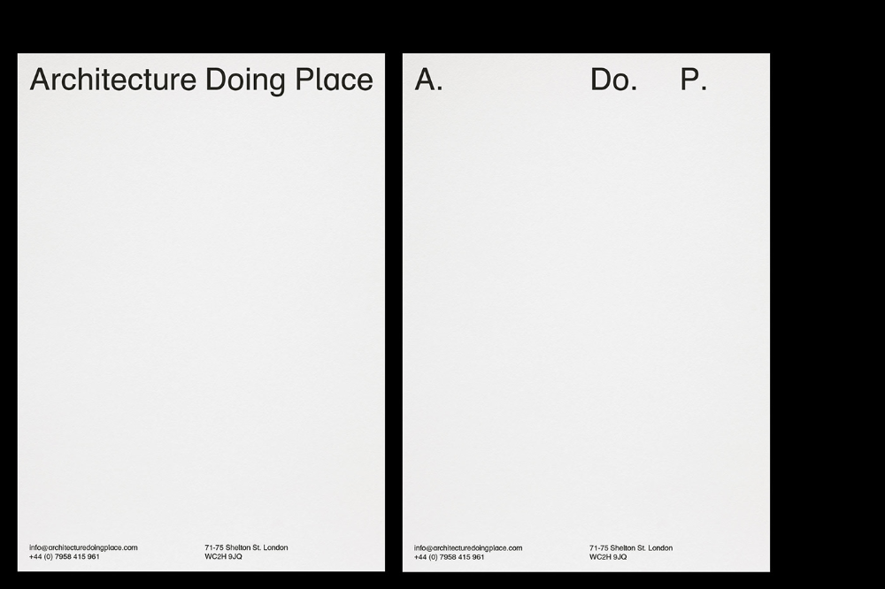 The image presents a stark, minimalist layout featuring three distinct panels, suggesting a clean, academic, or portfolio presentation style. The design relies heavily on negative space and clear, sans-serif typography to convey a sense of professional sobriety and directness.