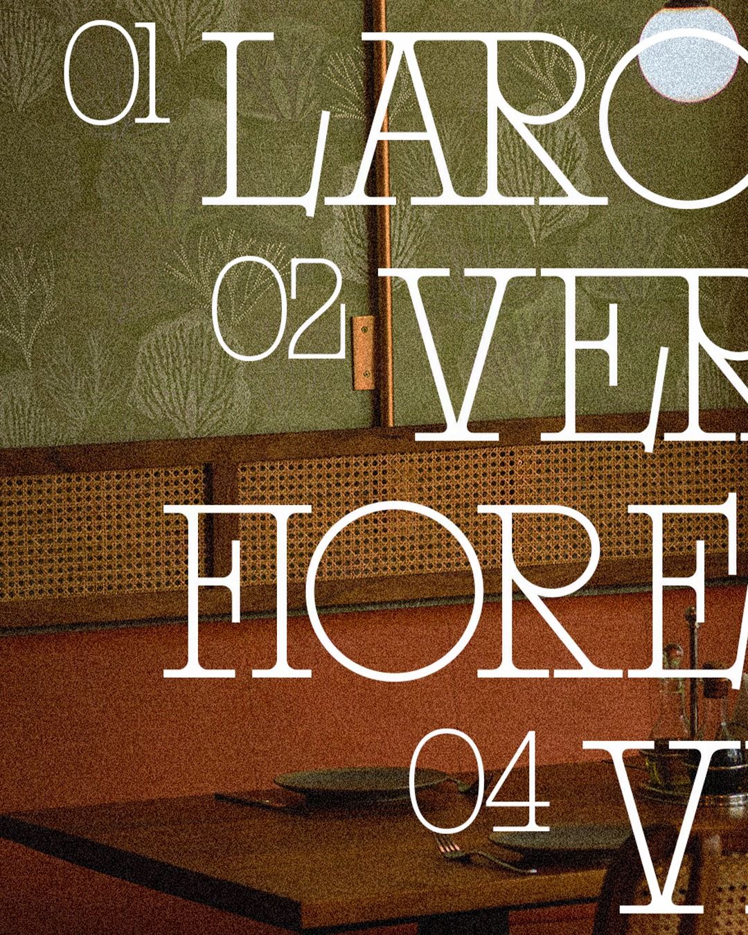 A vintage-inspired typographic poster with bold, geometric sans-serif lettering overlaid on a textured, earthy background featuring natural materials and warm tones. The design combines modernist typography with nostalgic, analog aesthetics, creating a sophisticated yet approachable visual language.