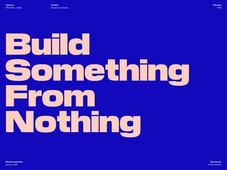 A bold, minimalist design featuring large-scale typography against a vibrant cobalt blue background. The composition emphasizes a motivational message through striking contrast and generous whitespace, creating a modern and impactful visual statement.