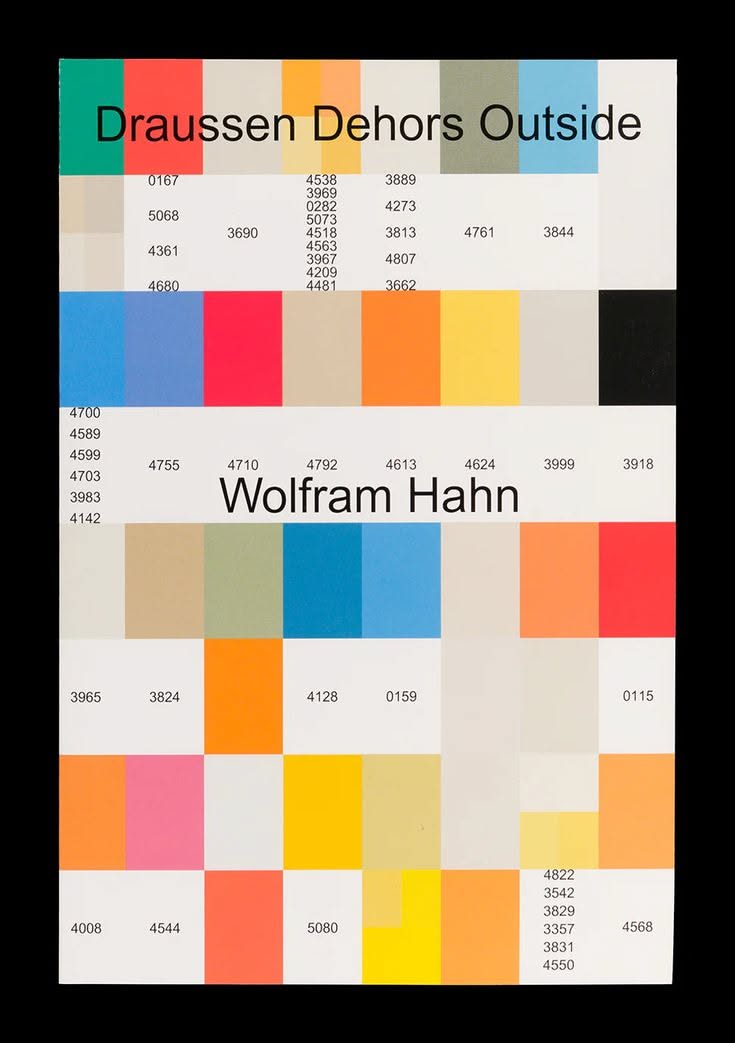 This image presents a dense, grid-based data visualization or abstract pattern composed of numerous small, colored squares arranged in rows and columns. The design relies heavily on color blocking and juxtaposition to create visual texture, suggesting a systematic or coded representation of information.