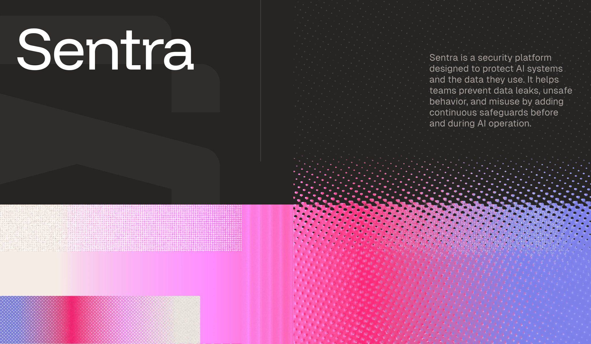 This design utilizes a striking contrast between deep dark tones and vibrant, modern gradients to convey a sense of high-tech security. The composition is balanced by segmenting the frame, using geometric shapes and speckled textures to introduce visual depth and complexity.