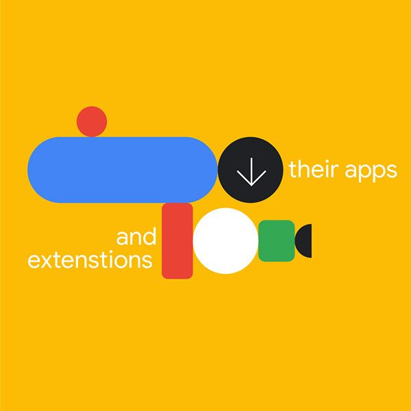 The design uses a flat, minimalist iconographic style with bold, solid shapes to represent software components. The composition is clean and direct, using a vibrant orange background to make the blue and green elements pop.