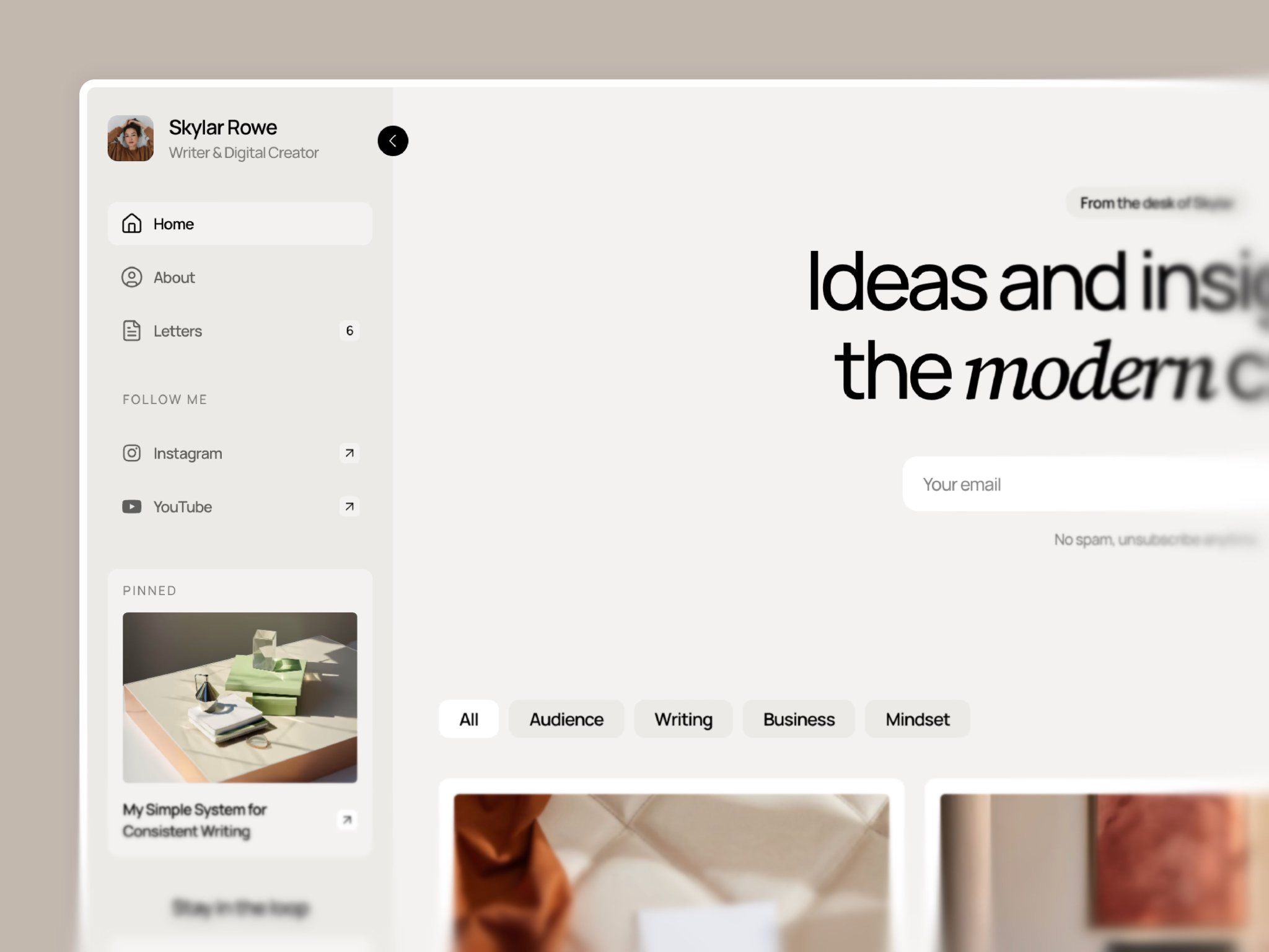 This design exhibits a clean, minimalist aesthetic characterized by generous whitespace and clear visual hierarchy. The visual language is professional and contemporary, relying on strong typography and balanced spatial arrangement to guide the user through the content.