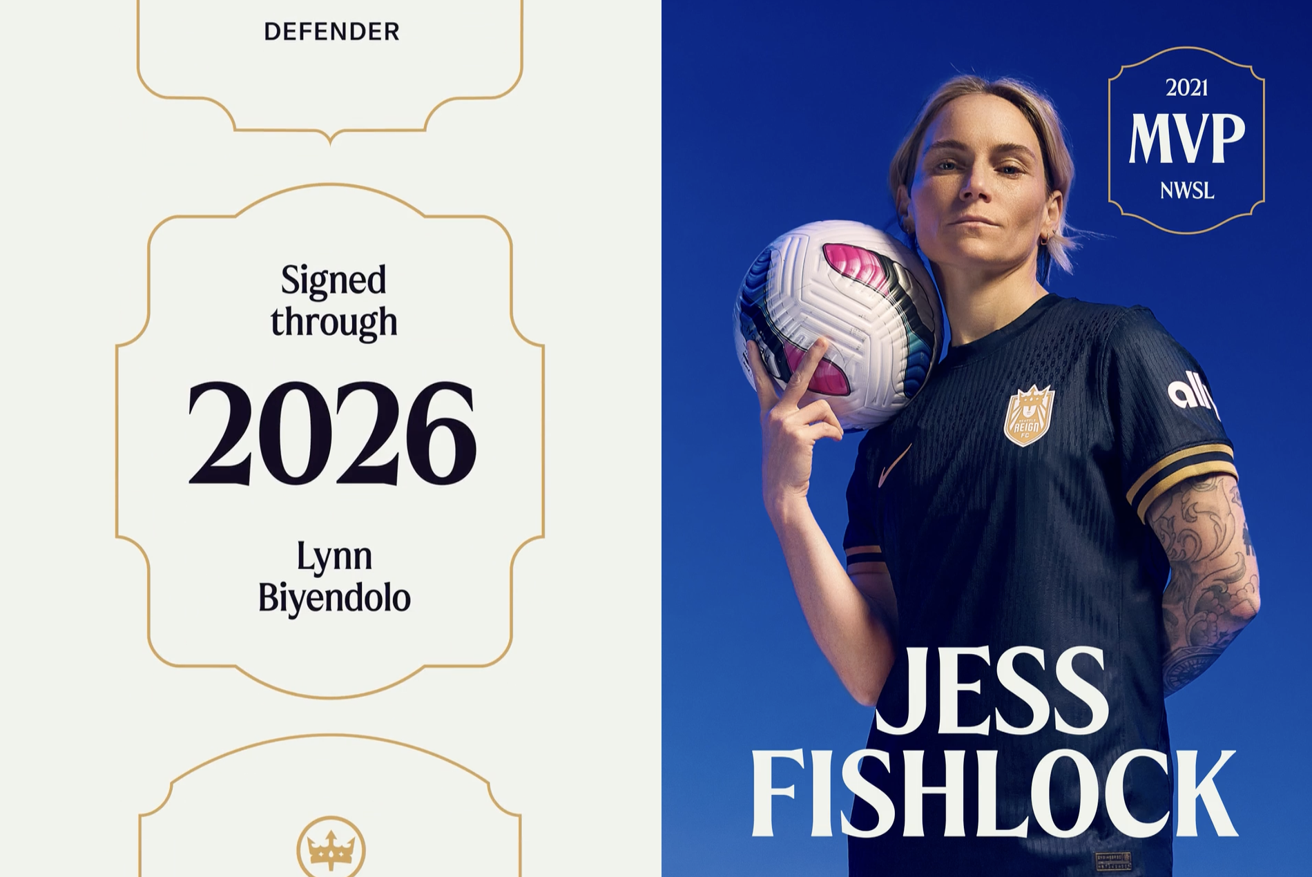 This image uses a clean, high-contrast layout to combine professional sports photography with clear graphical text for an award announcement. The design successfully balances photographic appeal with essential informational details, creating a formal and celebratory feel.