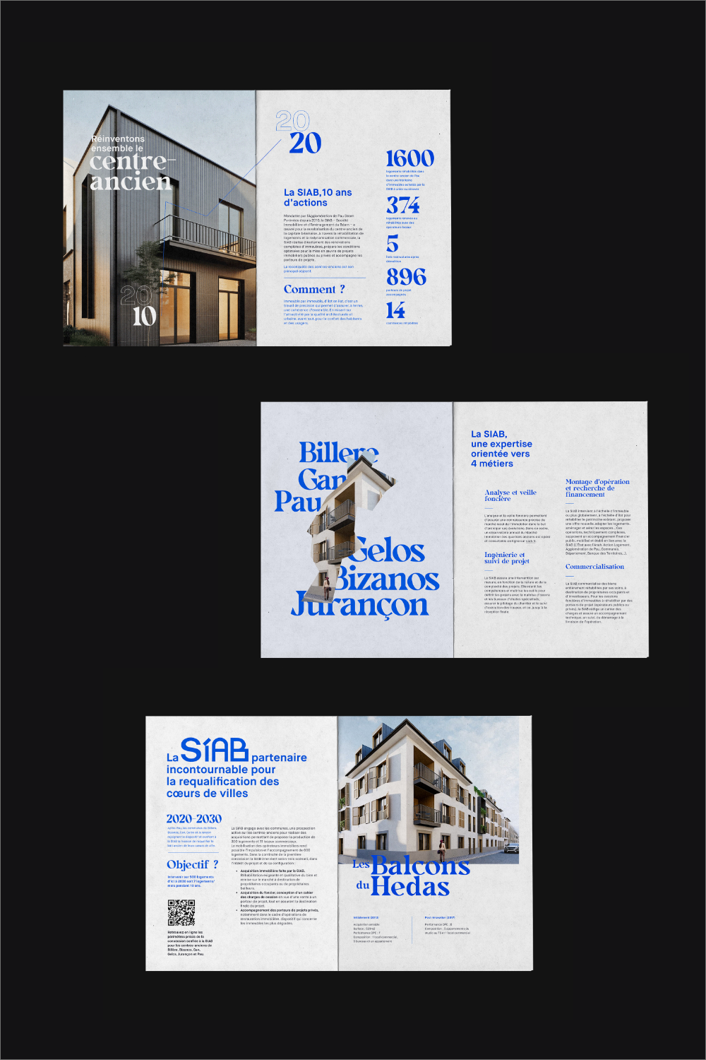 The design employs a stark, high-contrast visual language dominated by black and white to present complex information in a structured, academic manner. The layout is modular, using clean lines and ample negative space to emphasize data points and architectural imagery.