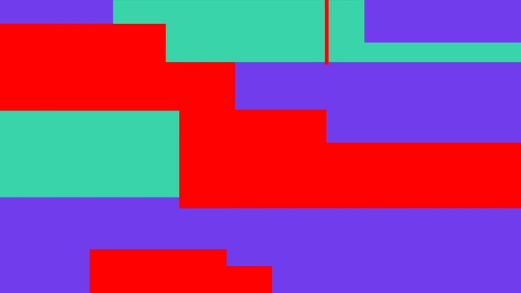 This abstract composition utilizes bold, flat color blocking and sharp geometric shapes to create a dynamic visual rhythm. The design relies heavily on the juxtaposition of saturated primary and secondary colors to achieve a modern, graphic aesthetic.