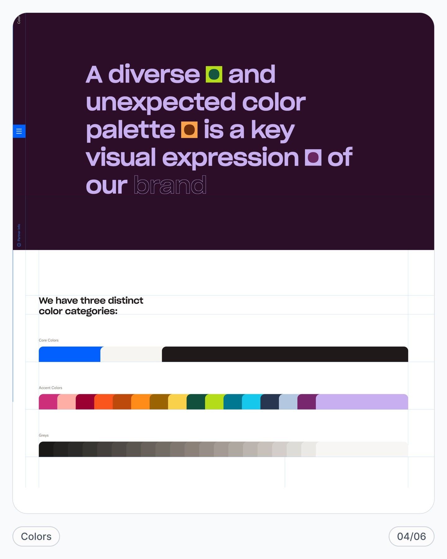 This visual is a clean, modern presentation demonstrating the brand's commitment to color diversity through data visualization. The design uses high contrast between a deep background and bright accent colors to make the branding statement impactful and readable.