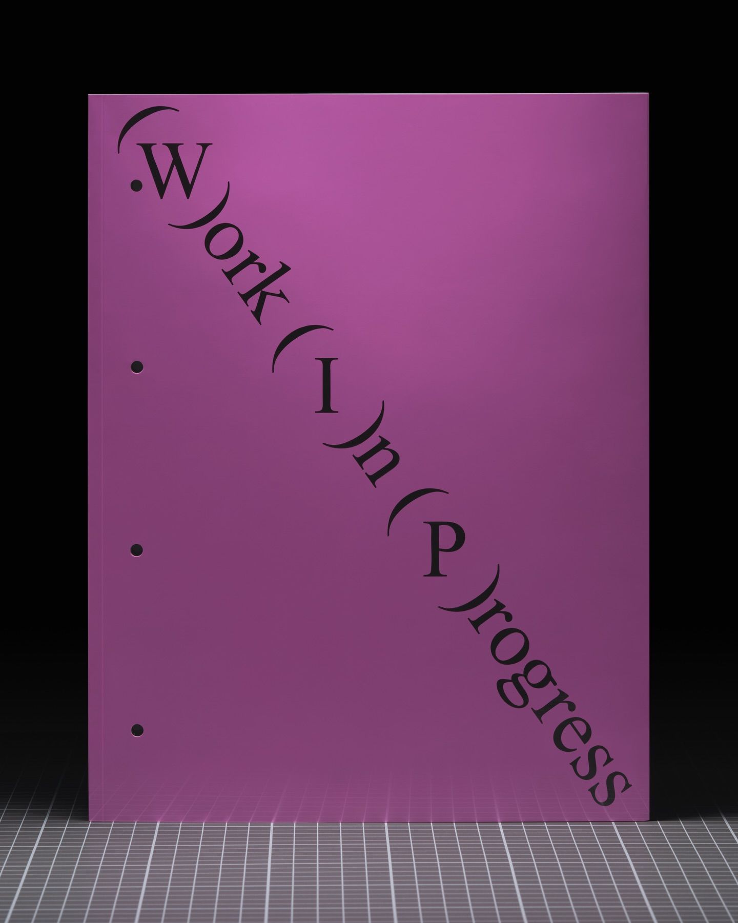 The image presents a minimalist, typographic composition against a solid, muted magenta background. The design relies heavily on the stark contrast between the dark text and the vibrant yet subdued color, creating a clean, academic, or conceptual feel.