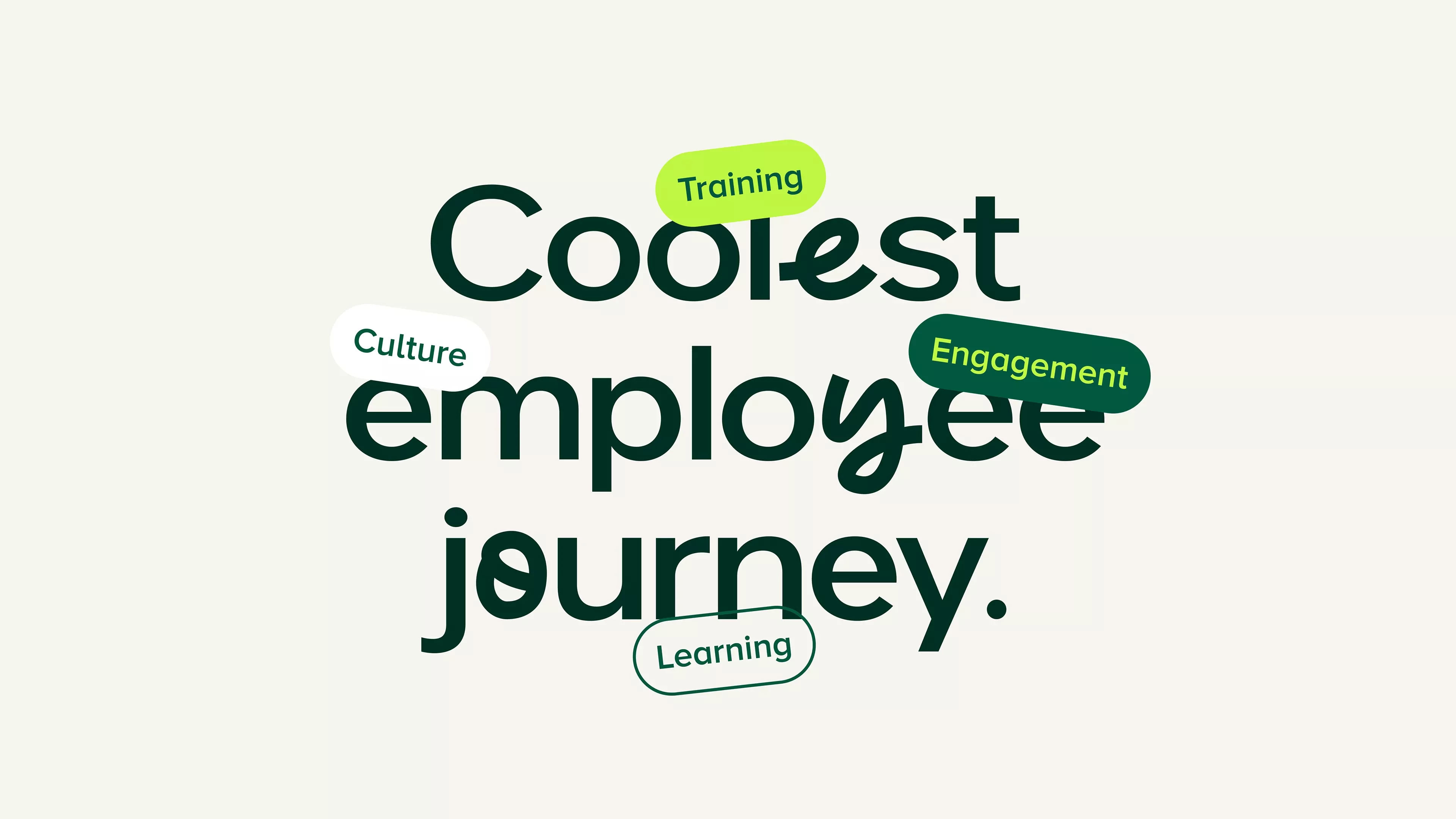 This design employs a clean, minimalist aesthetic using strong color contrast to highlight key themes in employee development. The layout is balanced and uses negative space effectively, creating a professional yet approachable visual hierarchy for educational or HR content.