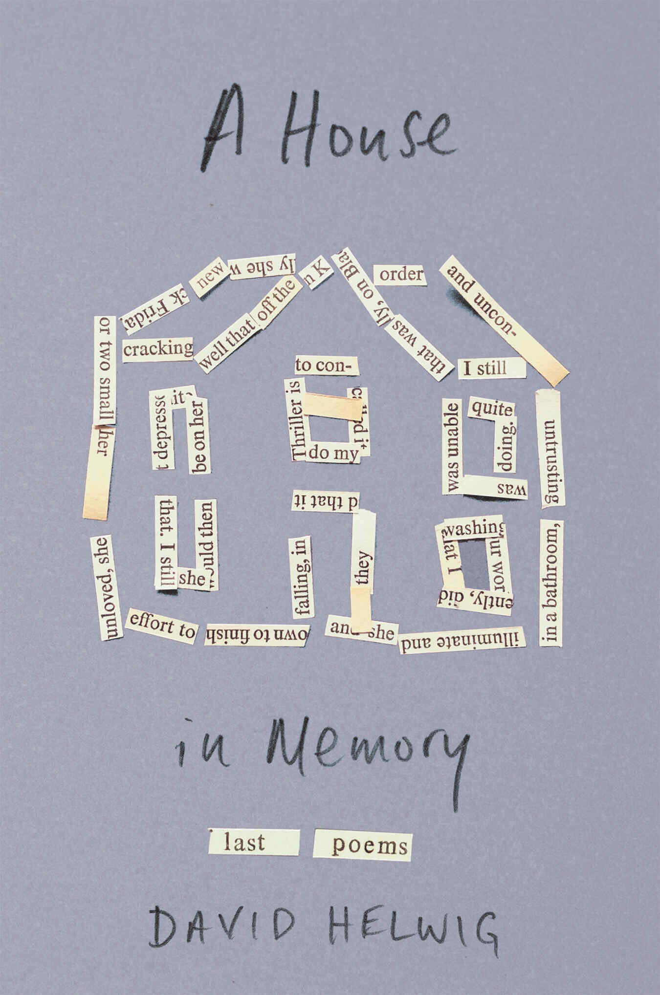 This is a minimalist, text-heavy typographic composition featuring handwritten or hand-cut paper fragments arranged within a central geometric shape. The design evokes a sense of archival documentation, introspection, and delicate fragility.