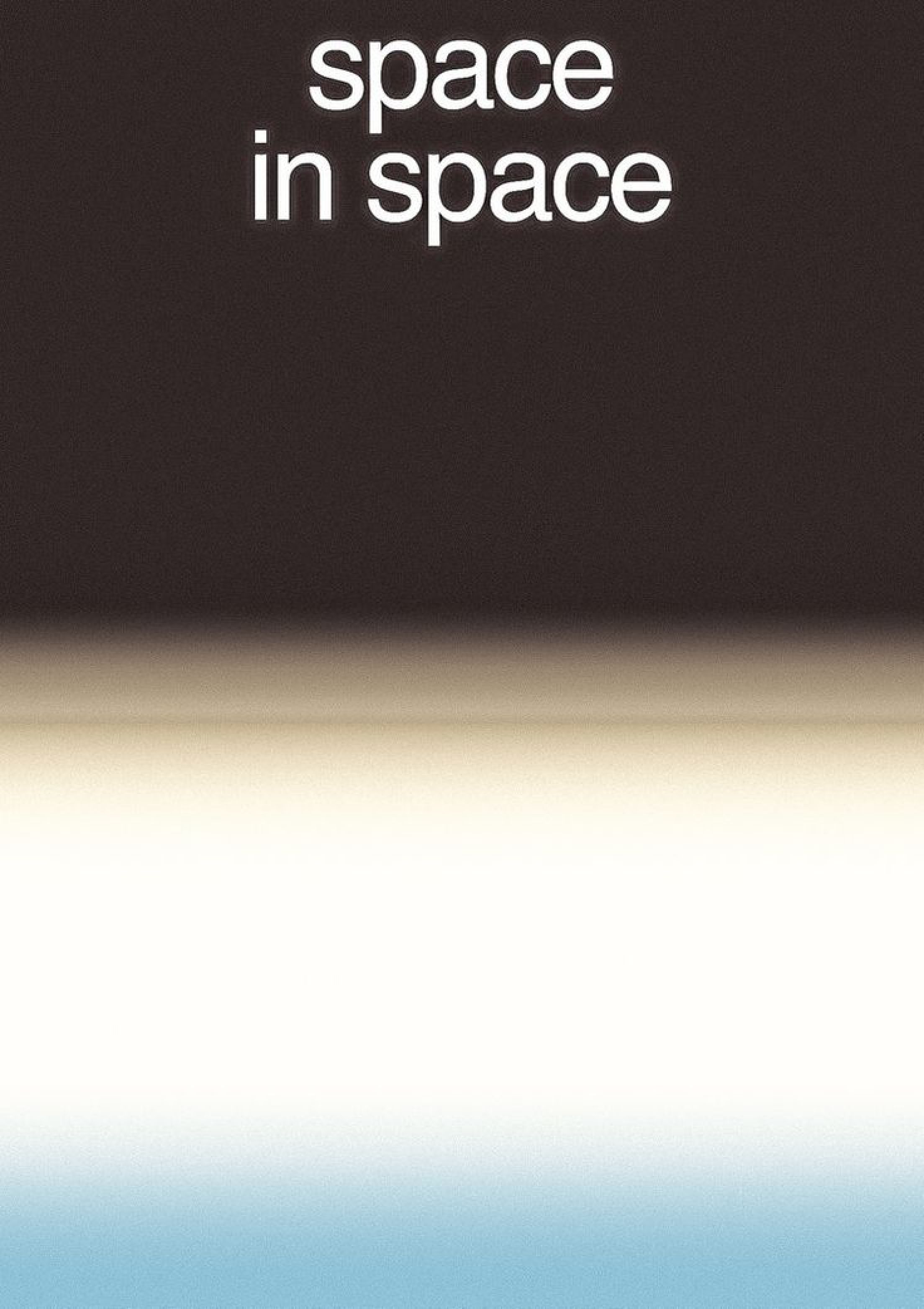 This design utilizes high contrast and a subtle gradient to evoke a sense of depth and vastness, perfectly capturing the phrase 'space in space.' The visual language is clean, modern, and deeply atmospheric, relying heavily on negative space and muted tones to create a serene yet expansive feeling.