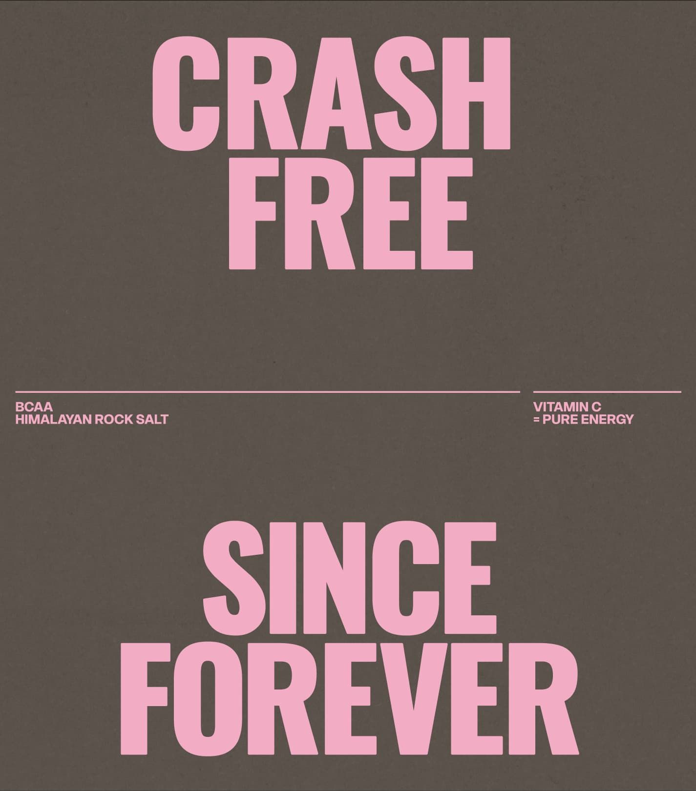 This design utilizes high contrast and generous negative space to create a strong, declarative visual identity. The typography is bold and centralized, establishing a clean, modern aesthetic with muted tones offset by vibrant pink accents.