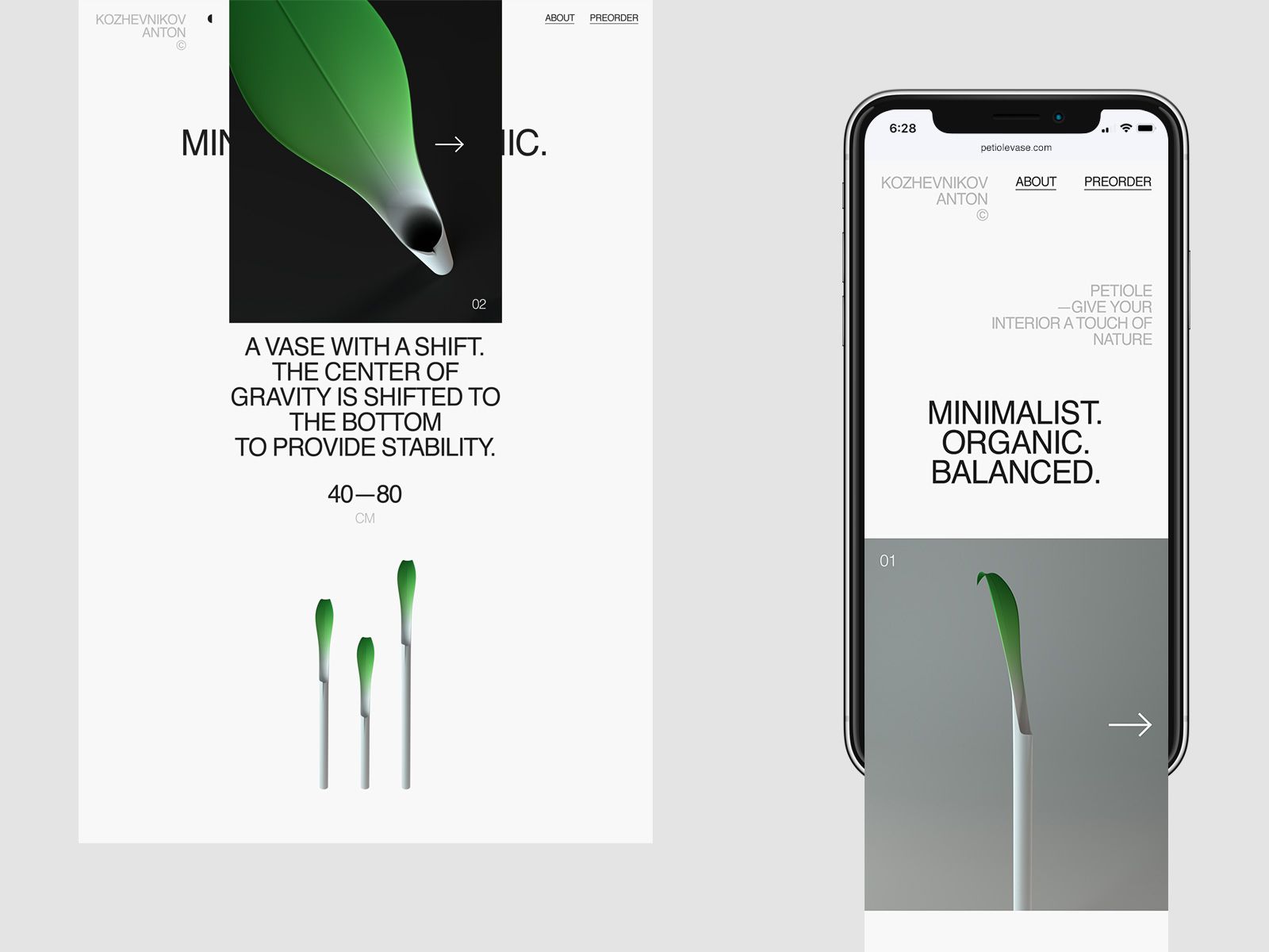 A sophisticated minimalist design system featuring organic botanical imagery paired with clean typography and geometric layouts. The visual language emphasizes balance between natural forms and structured modernism, presented across both print and digital formats with a cohesive aesthetic.