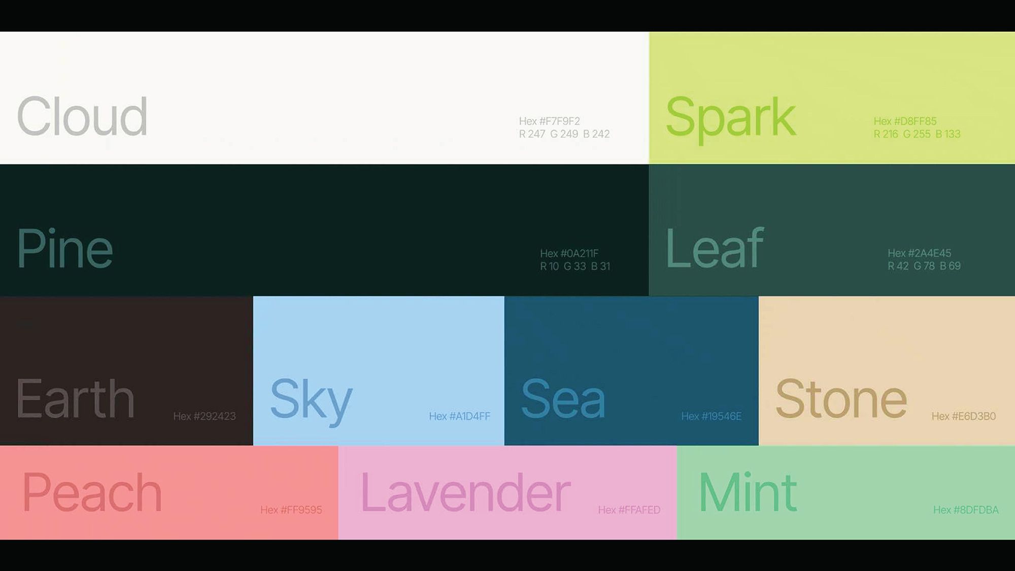 This image presents a clean, modern, and sophisticated color palette divided into distinct horizontal bands, suggesting a professional or nature-inspired branding scheme. The design relies heavily on muted, earthy tones contrasted with brighter accents to create a sense of calm and organic balance.