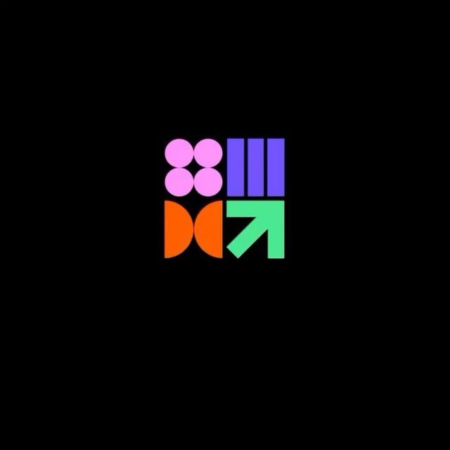This is a minimalist, abstract logo composed of geometric shapes and blocks of color. The design uses simple, solid forms to create a modern and clean visual identity, relying heavily on color blocking for impact.