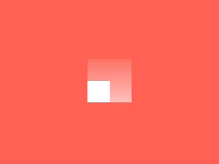 The image features a minimalist design dominated by a warm coral-red background, punctuated by a subtle, square highlight. The visual language is clean and modern, relying on simple geometric shapes to create focus and depth.