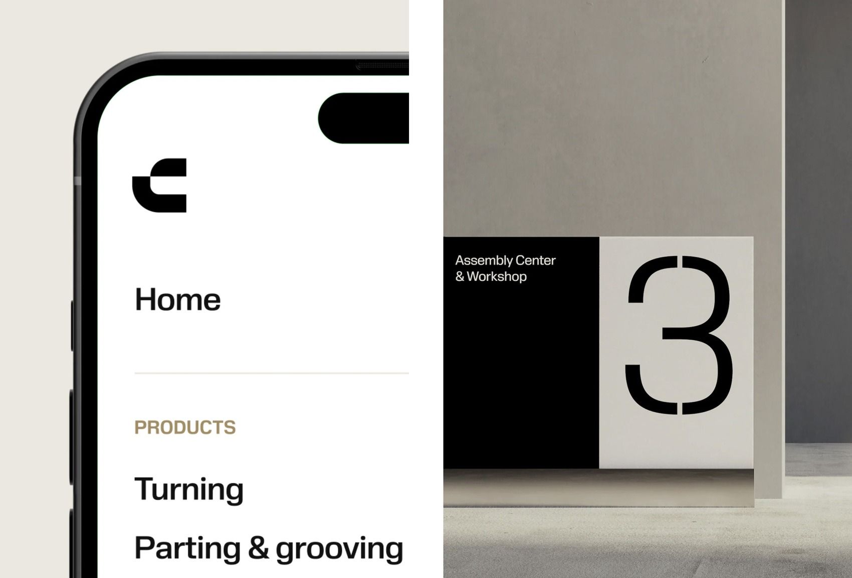 This image showcases a highly functional and minimalist user interface design, emphasizing clean lines and high contrast. The visual language is stark and professional, using negative space effectively to highlight key navigation elements and technical information.