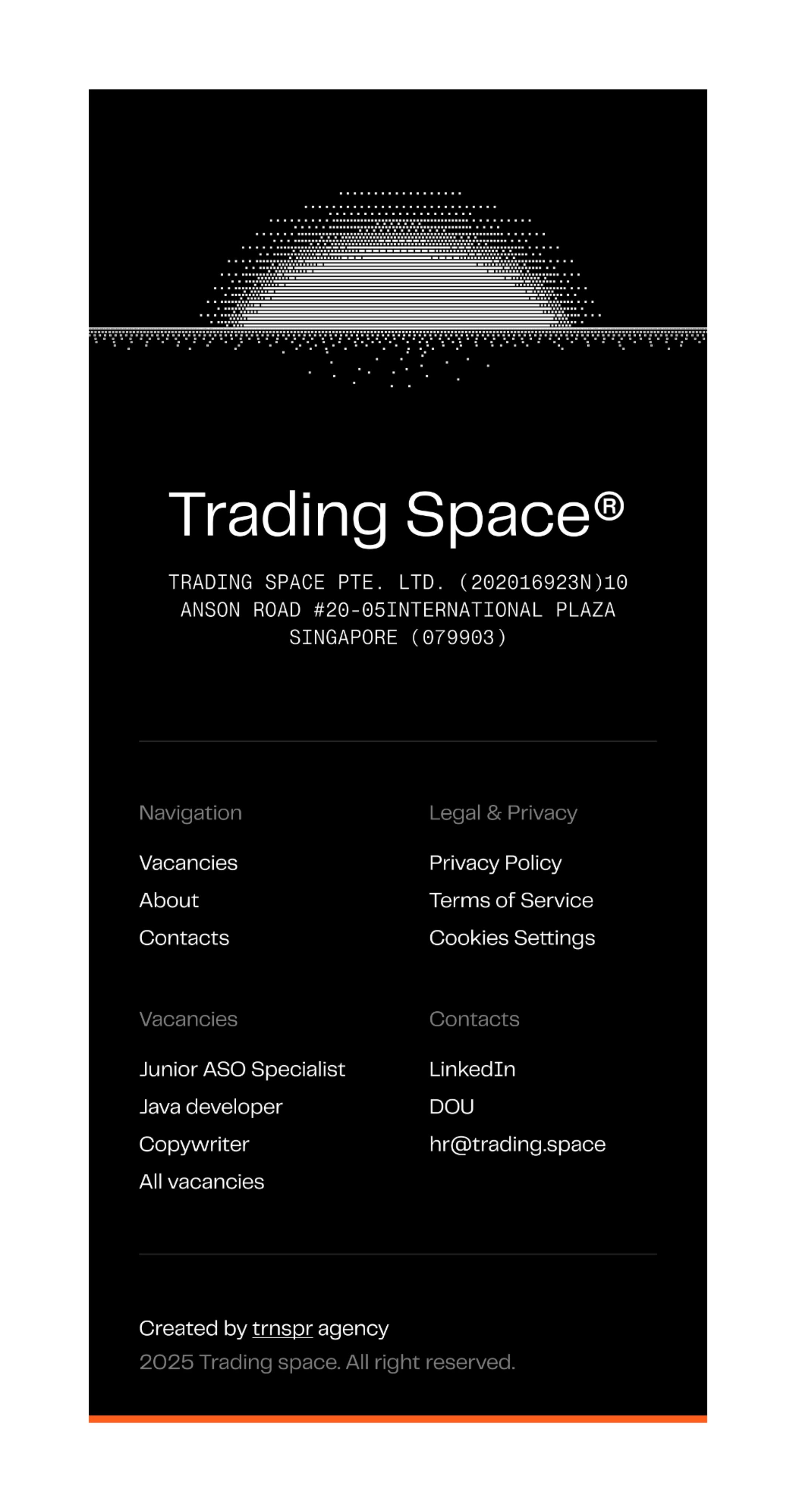 The design is minimalist and professional, utilizing a stark black background with subtle white/grey gradients to create depth. It employs clean, organized typography and ample negative space, conveying a sense of corporate seriousness and modern efficiency.