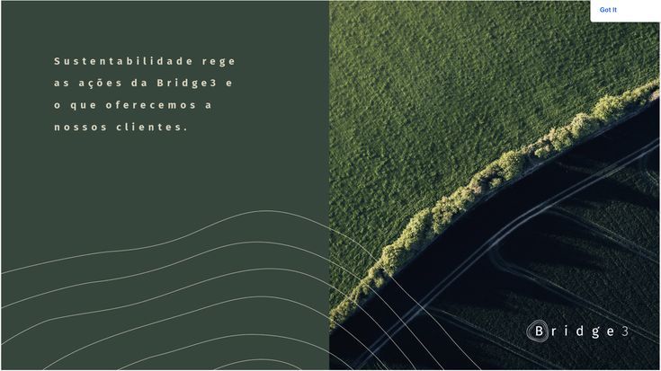 The design employs a minimalist and organic aesthetic, using deep, muted greens and dark tones to convey themes of sustainability and natural growth. The composition is clean, balancing text on the left with a textured, sweeping landscape on the right, creating a sophisticated and grounded visual narrative.