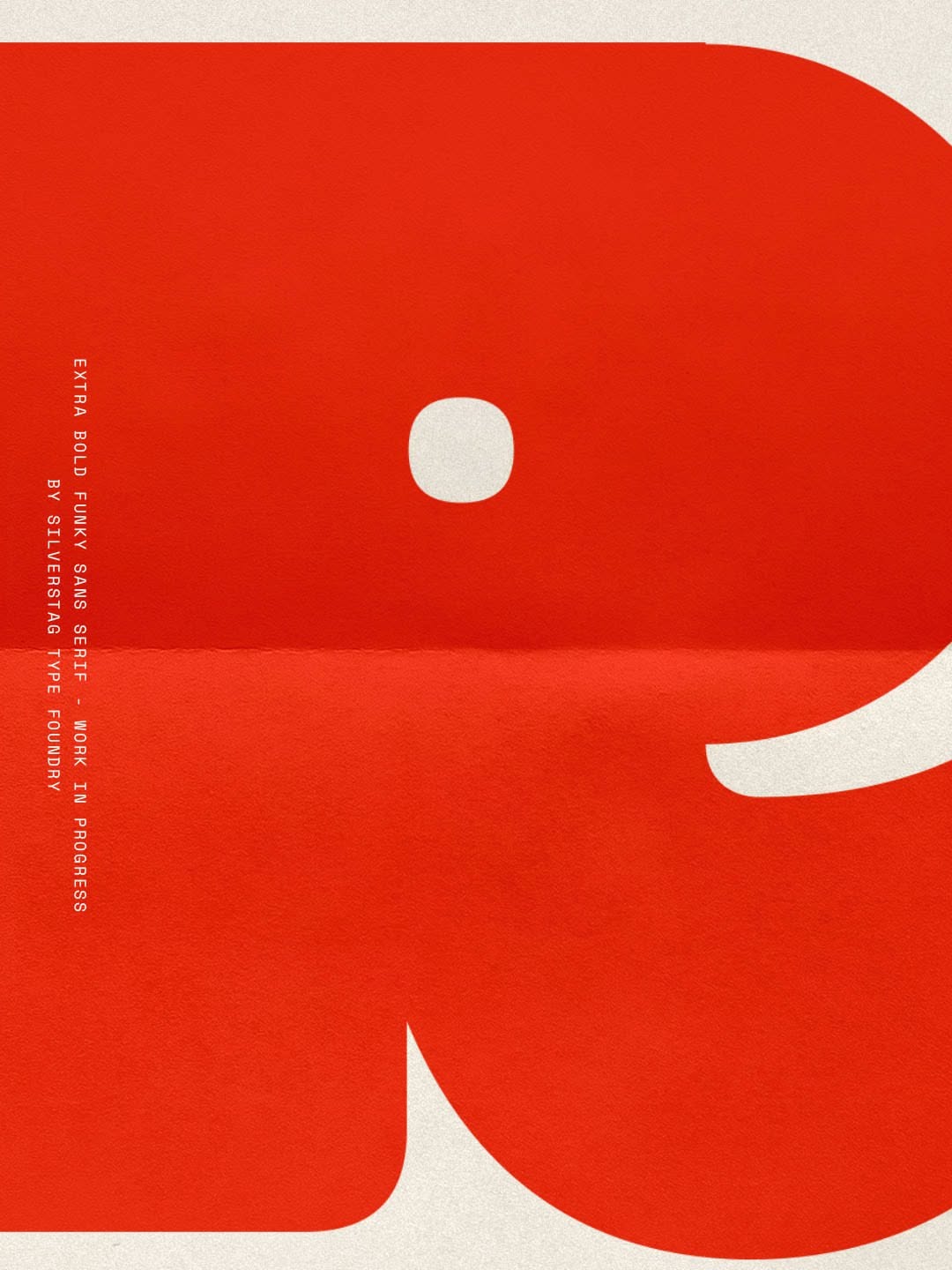 This is a bold, minimalist graphic design featuring a large, solid red shape with a stark white circular cutout. The design relies on strong color blocking and negative space to create a modern, impactful visual statement.